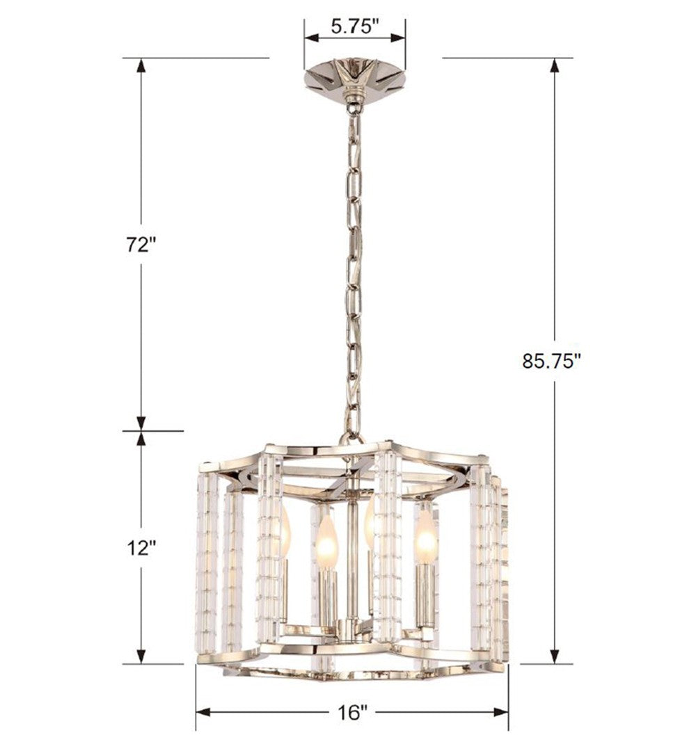 Crystorama - 8854-PN - Four Light Chandelier - Carson - Polished Nickel