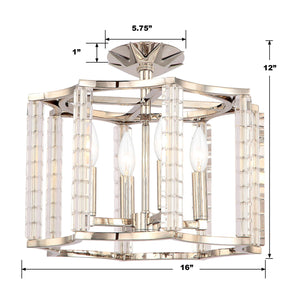 Crystorama - 8854-PN_CEILING - Four Light Semi Flush Mount - Carson - Polished Nickel