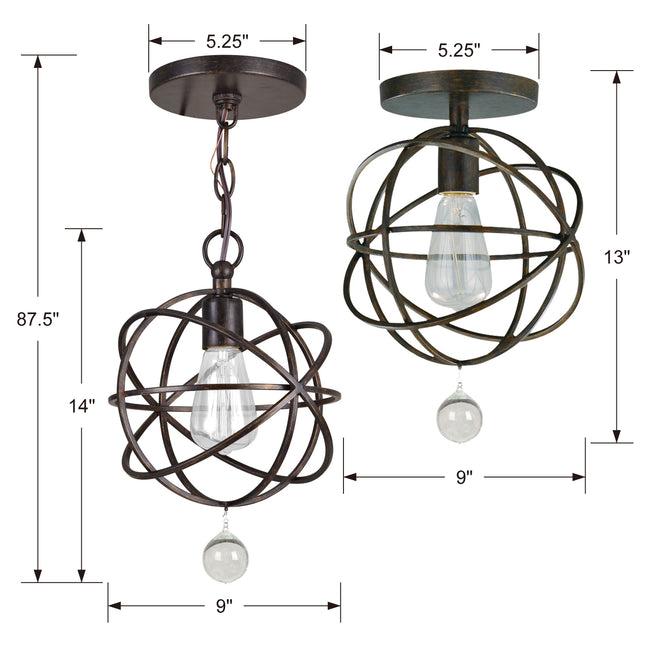 Crystorama - 9220-EB - One Light Pendant - Solaris - English Bronze