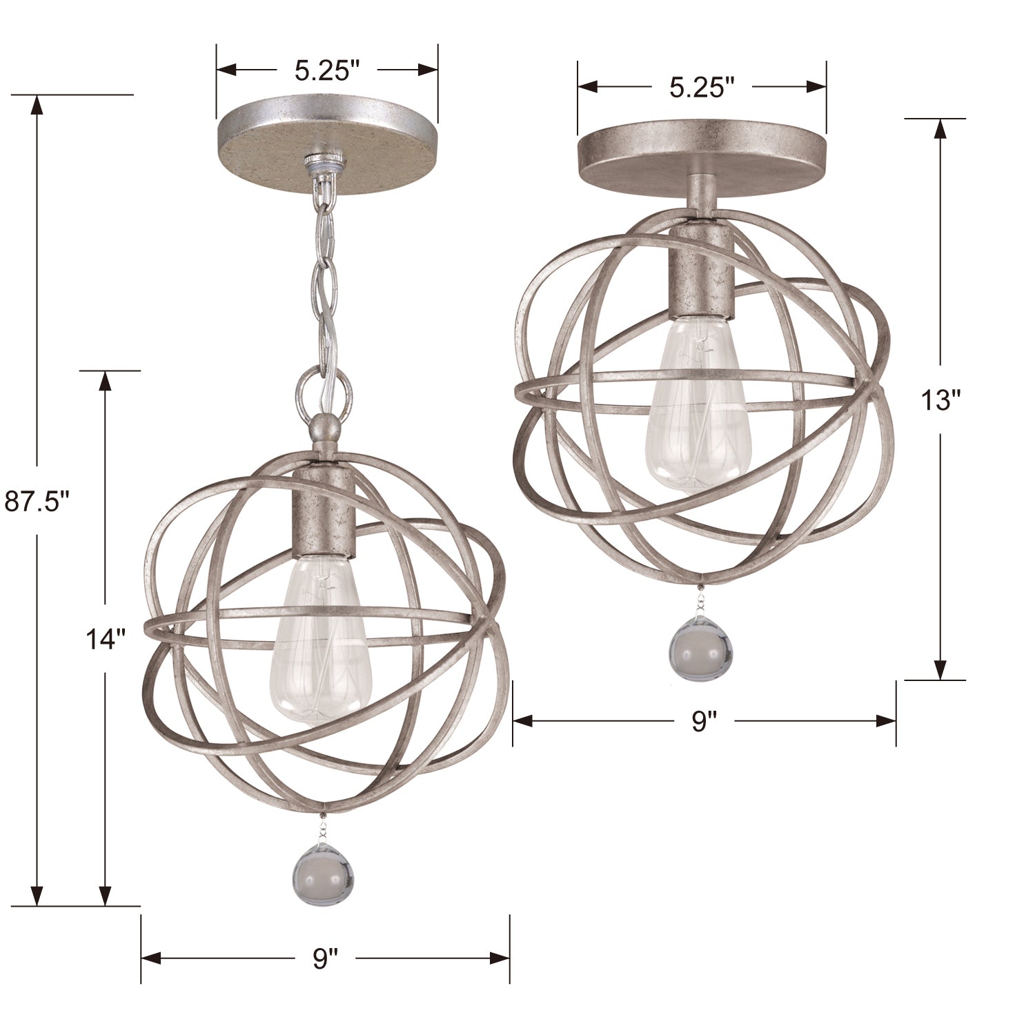 Crystorama - 9220-OS - One Light Pendant - Solaris - Olde Silver