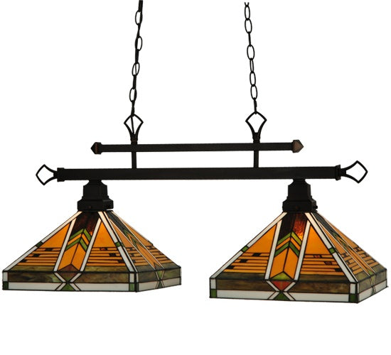 Meyda Tiffany - 130752 - Two Light Island Pendant - Abilene - Mahogany Bronze