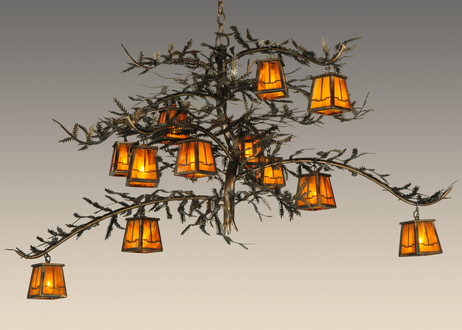 Meyda Tiffany - 132277 - 12 Light Chandelier - Pine Branch - Dark Burnished Antique Copper