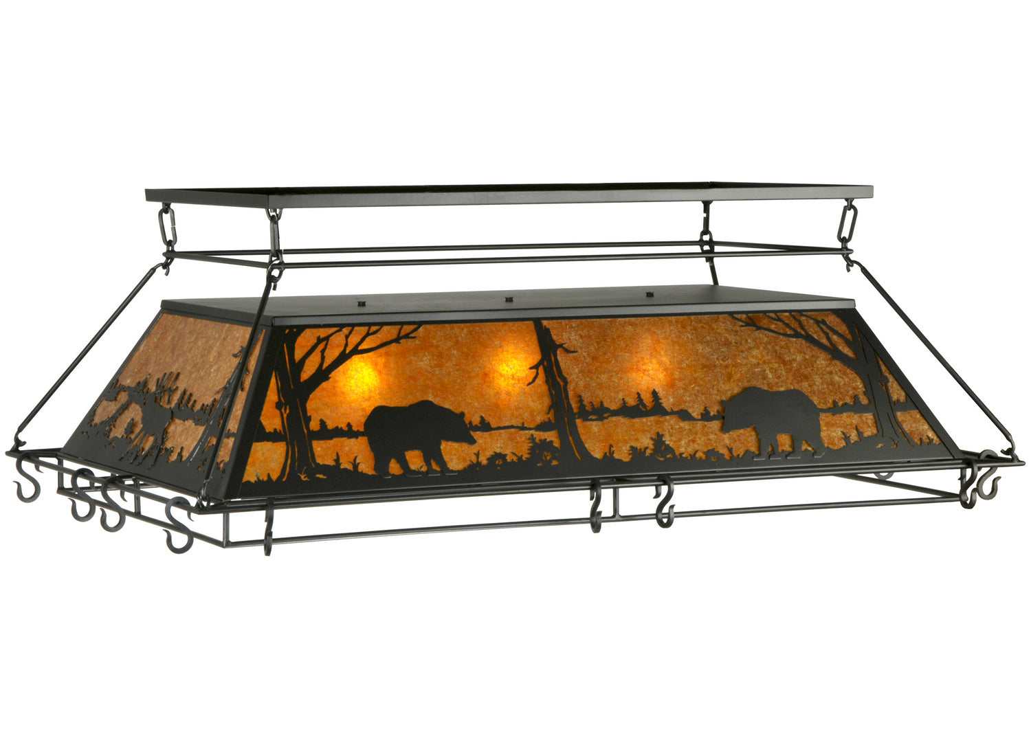 Meyda Tiffany - 134437 - Three Light Pot Rack - Wildlife At Pine Lake - Textured Black