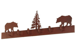 Meyda Tiffany - 134606 - 6 Hooks Coat Rack - Bear On The Loose - Rust