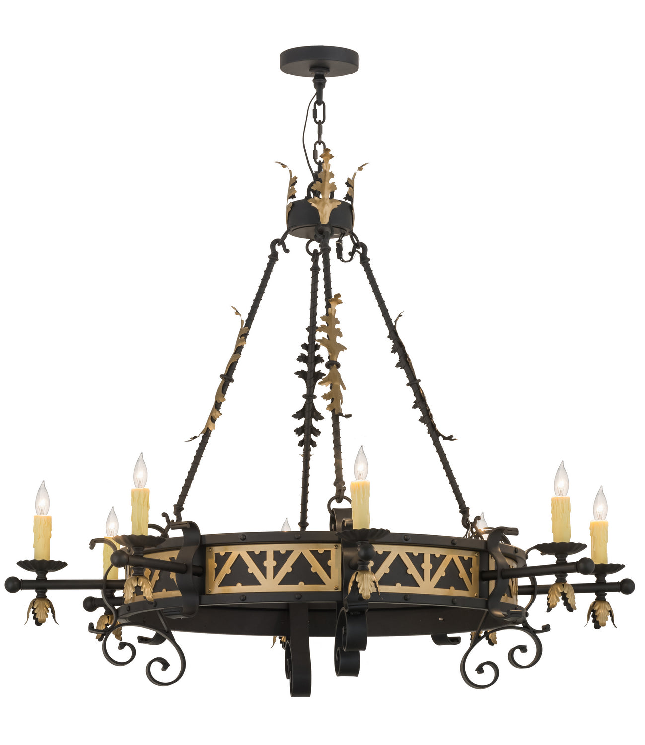 Meyda Tiffany - 135122 - Eight Light Chandelier - Filomena - Blackwash W/Gold Accents