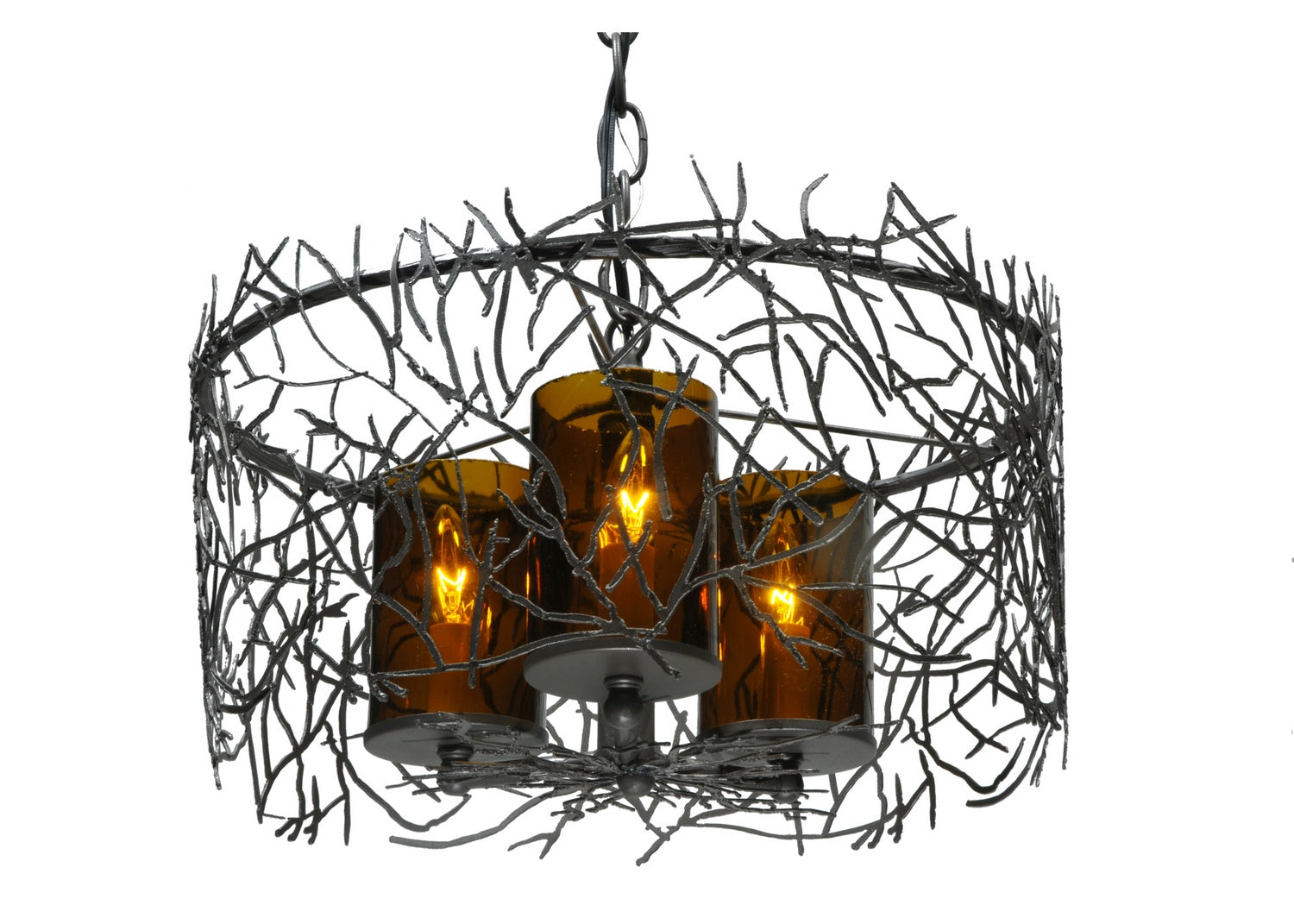 Meyda Tiffany - 135707 - Three Light Pendant - Twigs - Pewter