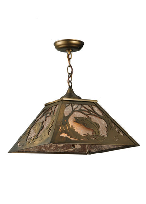 Meyda Tiffany - 135709 - Two Light Pendant - Northwoods Leaping Bass - Antique Copper