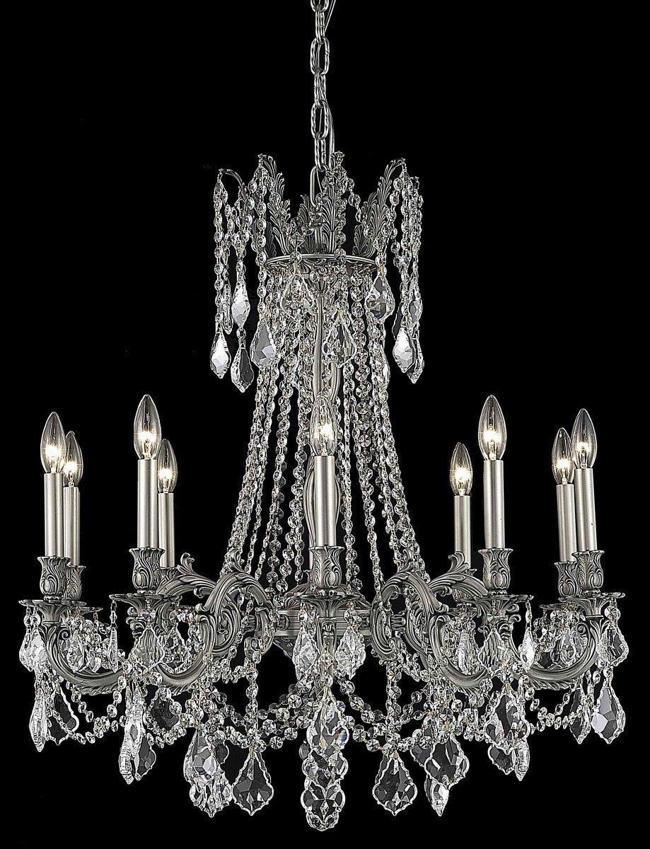 Elegant Lighting - 9210D28PW/RC - Ten Light Chandelier - Rosalia - Pewter