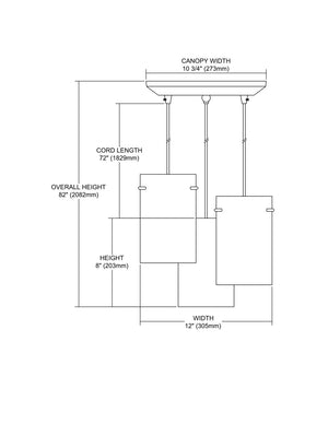 ELK Home - 10242/3AQ - Three Light Pendant - Ice Fragments - Satin Nickel