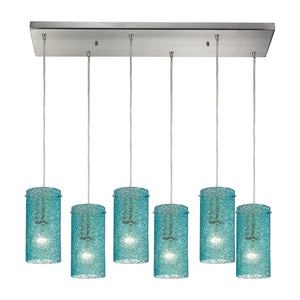 ELK Home - 10242/6RC-AQ - Six Light Pendant - Ice Fragments - Satin Nickel