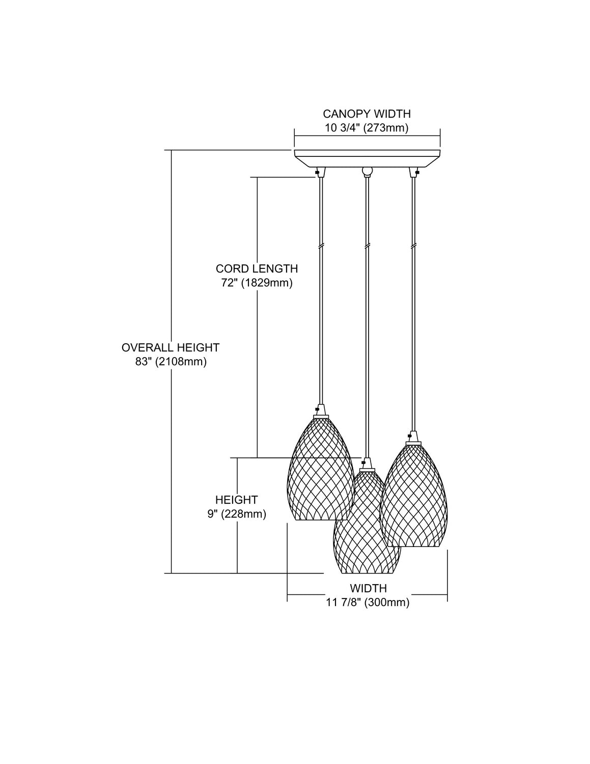 ELK Home - 10253/3BC - Three Light Pendant - Geval - Satin Nickel