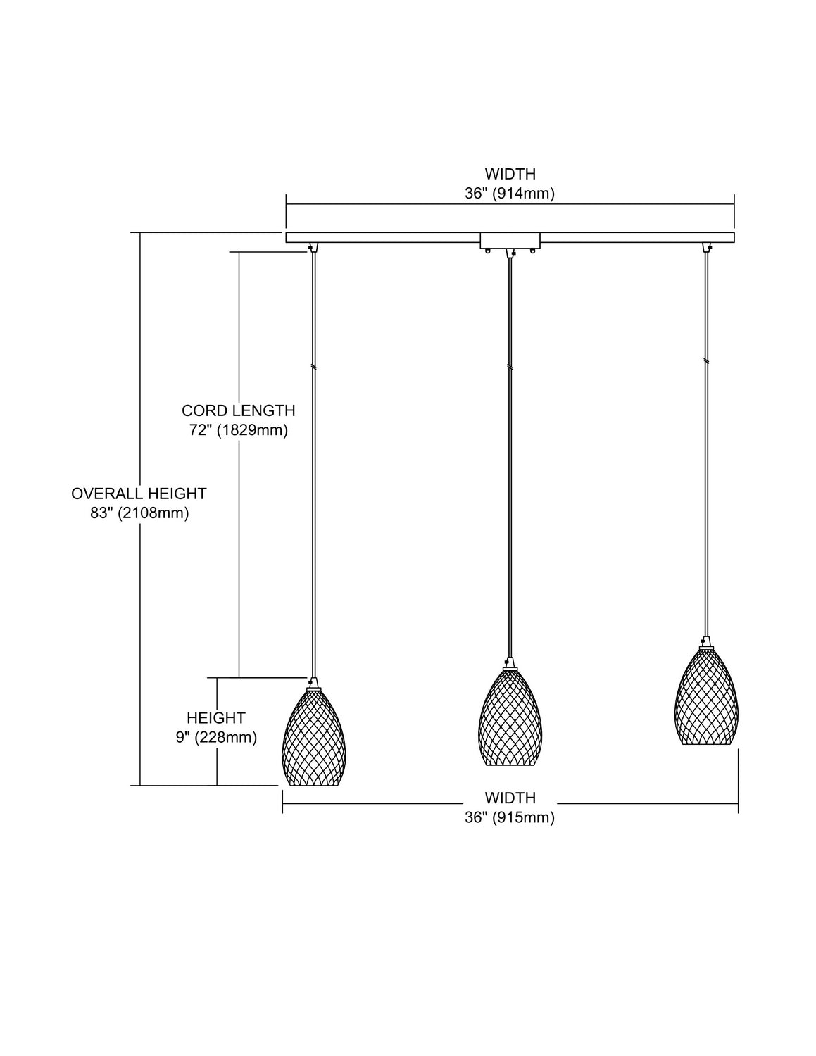 ELK Home - 10253/3L-BC - Three Light Pendant - Geval - Satin Nickel