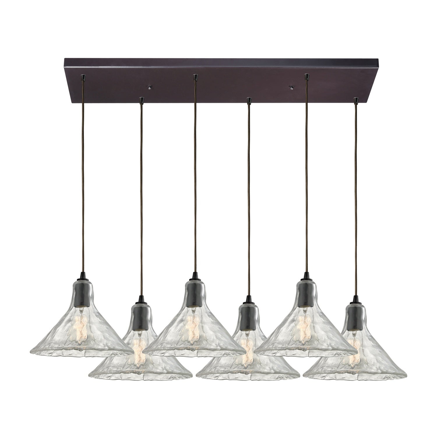 ELK Home - 10435/6RC - Six Light Pendant - Hand Formed Glass - Oil Rubbed Bronze