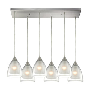 ELK Home - 10464/6RC - Six Light Pendant - Layers - Satin Nickel