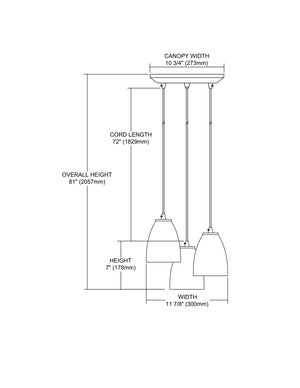 ELK Home - 10465/3BRF - Three Light Pendant - Fissure - Satin Nickel