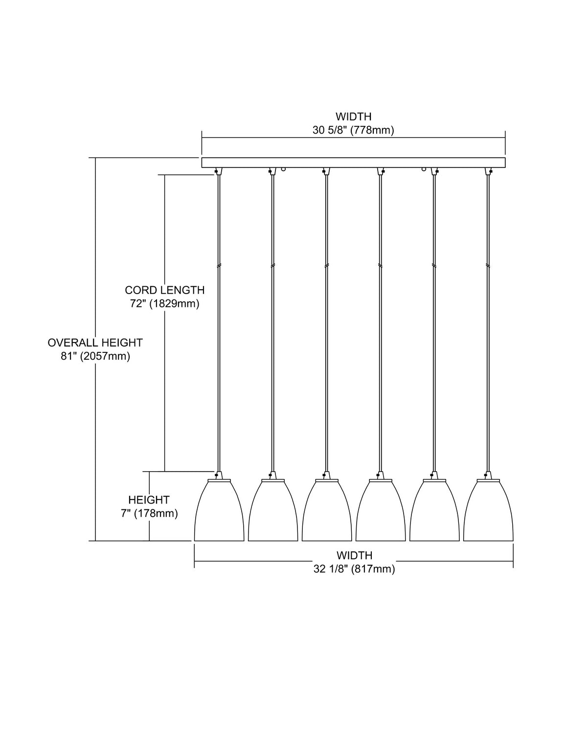 ELK Home - 10465/6RC-BRF - Six Light Pendant - Fissure - Satin Nickel