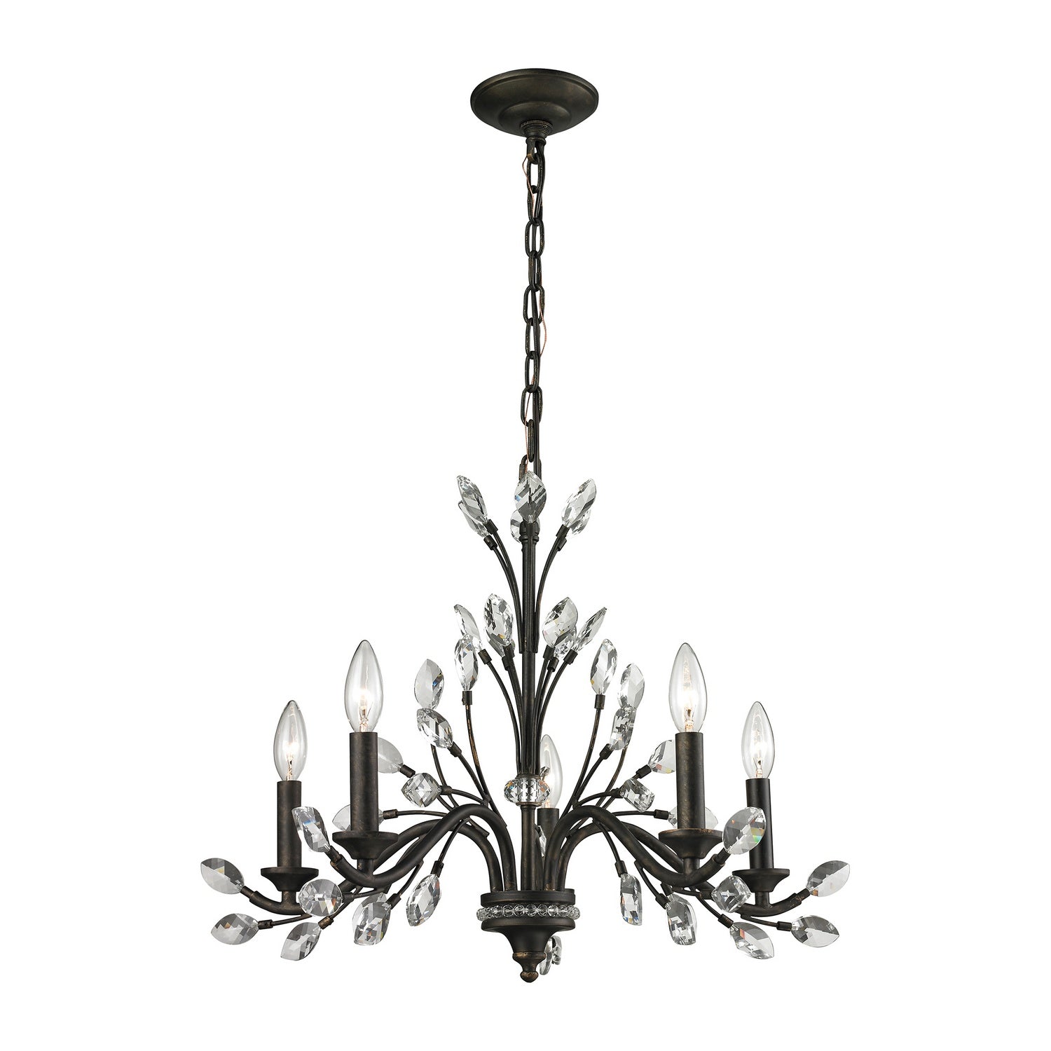 ELK Home - 11775/5 - Five Light Chandelier - Crystal Branches - Burnt Bronze