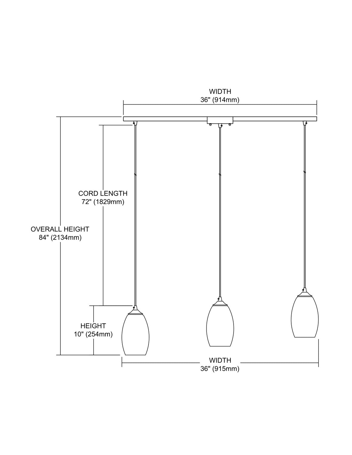 ELK Home - 31610/3L - Three Light Pendant - Tidewaters - Satin Nickel