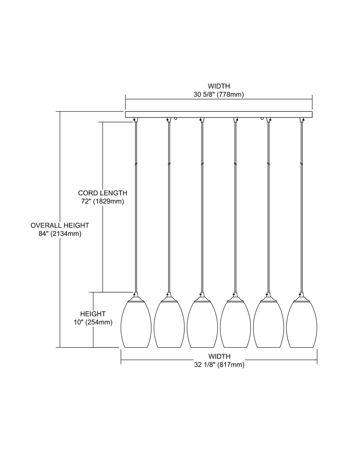 ELK Home - 31610/6RC - Six Light Pendant - Tidewaters - Satin Nickel