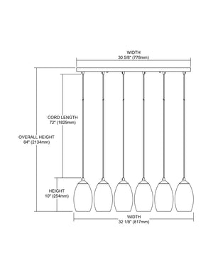 ELK Home - 31610/6RC - Six Light Pendant - Tidewaters - Satin Nickel