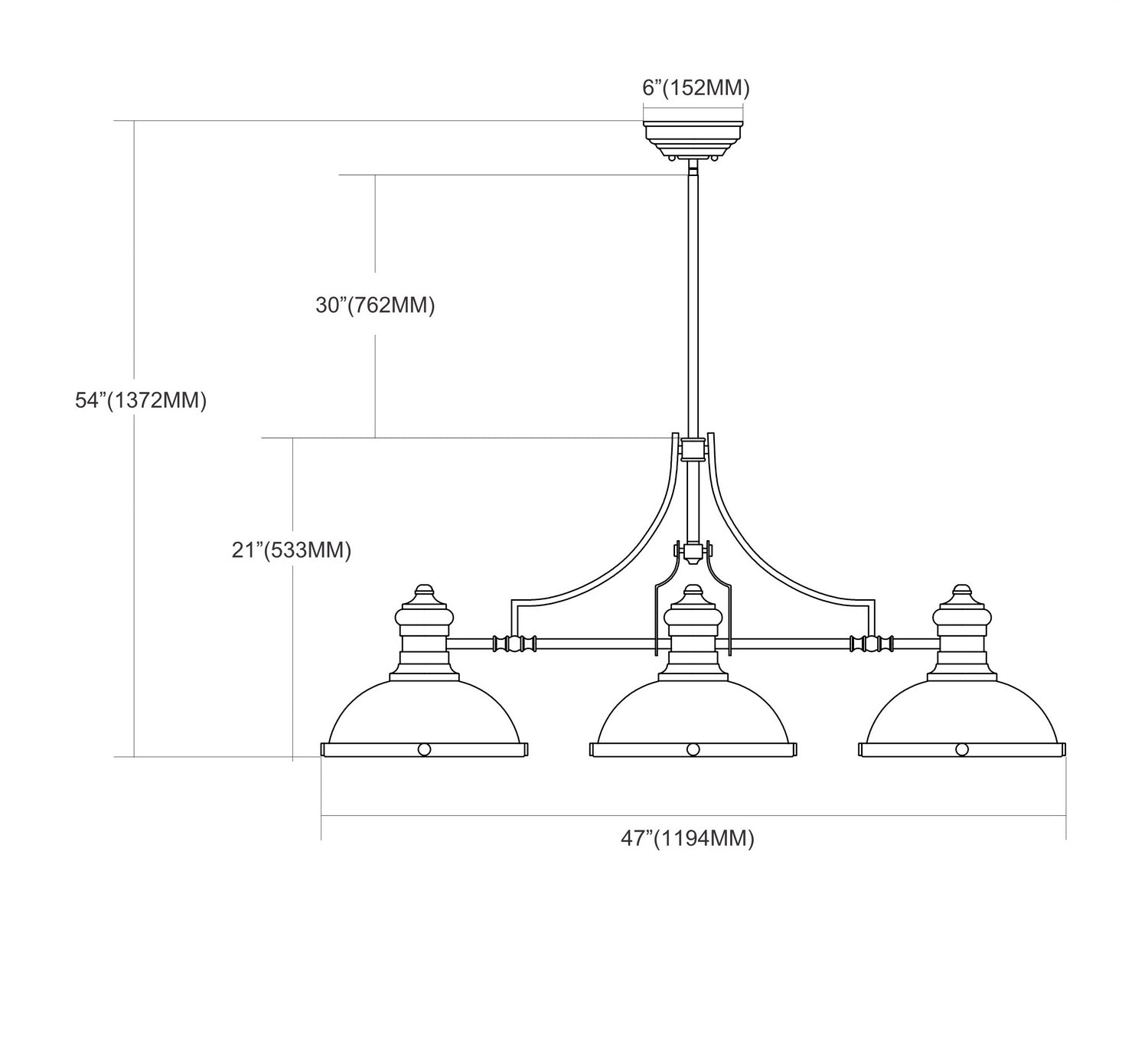 ELK Home - 66165-3 - Three Light Linear Chandelier - Chadwick - Satin Nickel