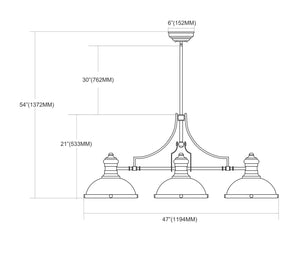 ELK Home - 66165-3 - Three Light Linear Chandelier - Chadwick - Satin Nickel