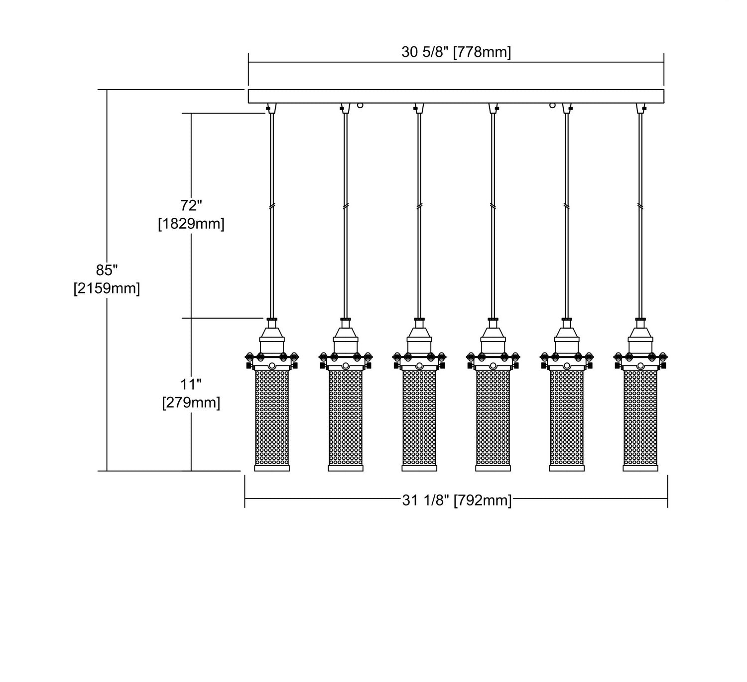 ELK Home - 66315/6RC - Six Light Pendant - Fulton - Polished Chrome