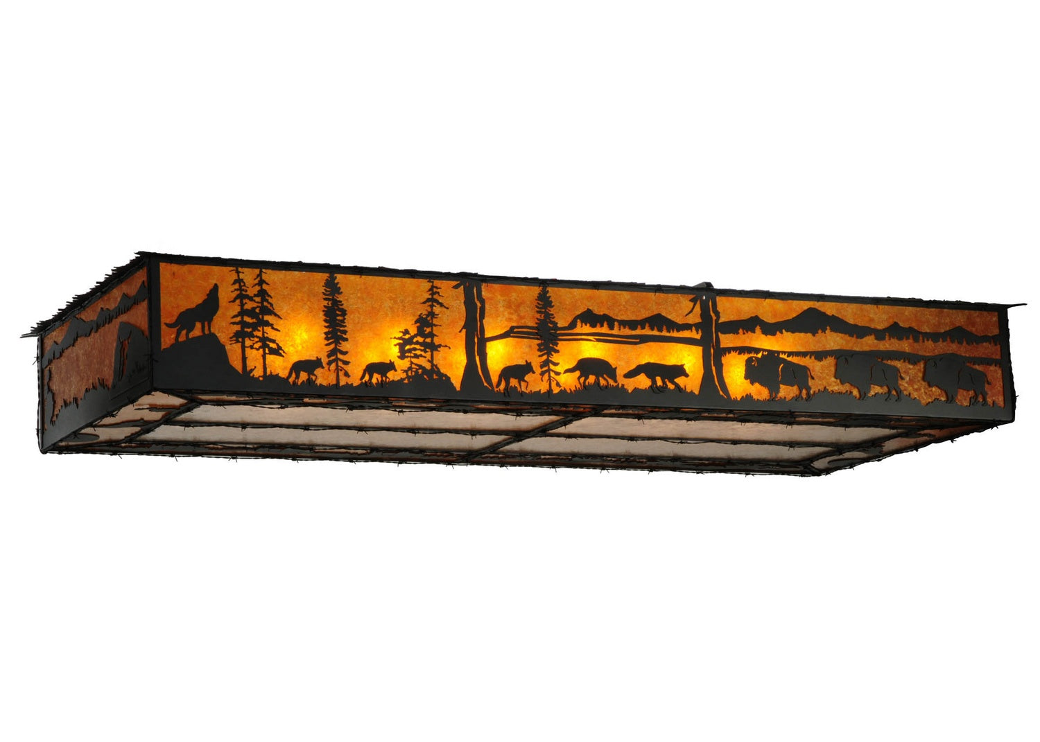 Meyda Tiffany - 136278 - 12 Light Flushmount - Wildlife At Dusk - Black Metal