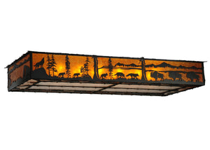 Meyda Tiffany - 136278 - 12 Light Flushmount - Wildlife At Dusk - Black Metal