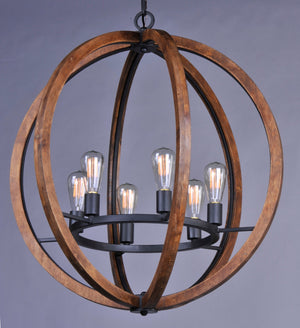 Maxim - 20918APAR - Six Light Chandelier - Bodega Bay - Anthracite