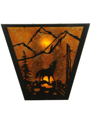 Meyda Tiffany - 137516 - Two Light Wall Sconce - Northwoods Wolf On The Loose - Textured Black