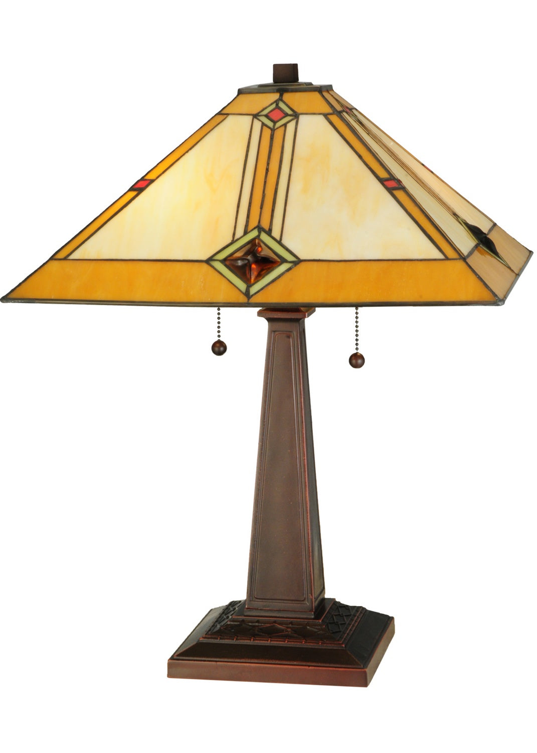 Meyda Tiffany - 138110 - Two Light Table Lamp - Diamond Mission - Mahogany Bronze