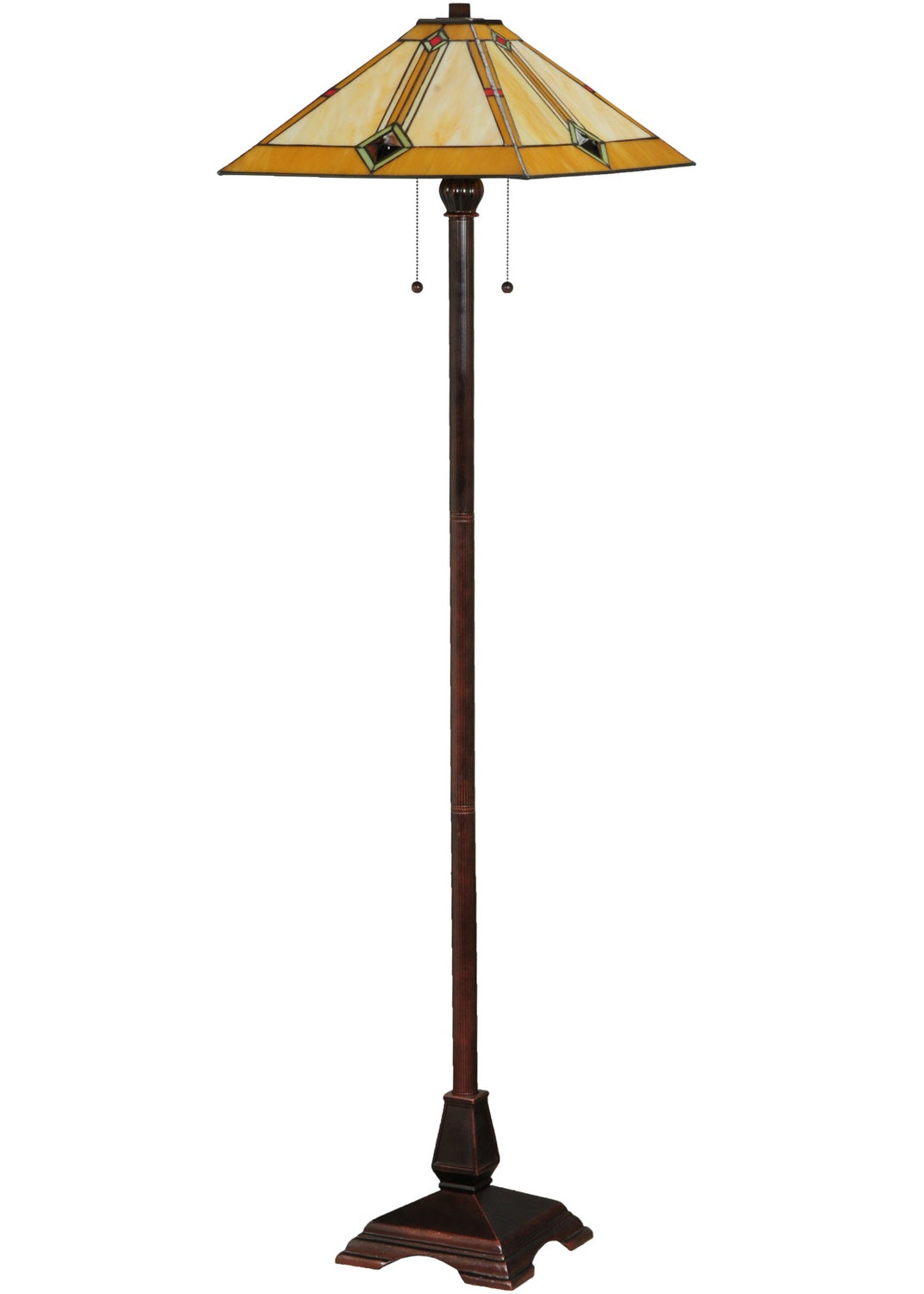 Meyda Tiffany - 138112 - Two Light Floor Lamp - Diamond Mission - Mahogany Bronze