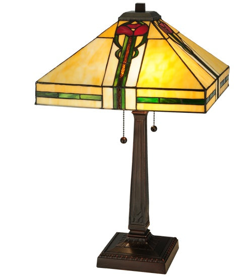 Meyda Tiffany - 138117 - Two Light Table Lamp - Parker Poppy - Mahogany Bronze