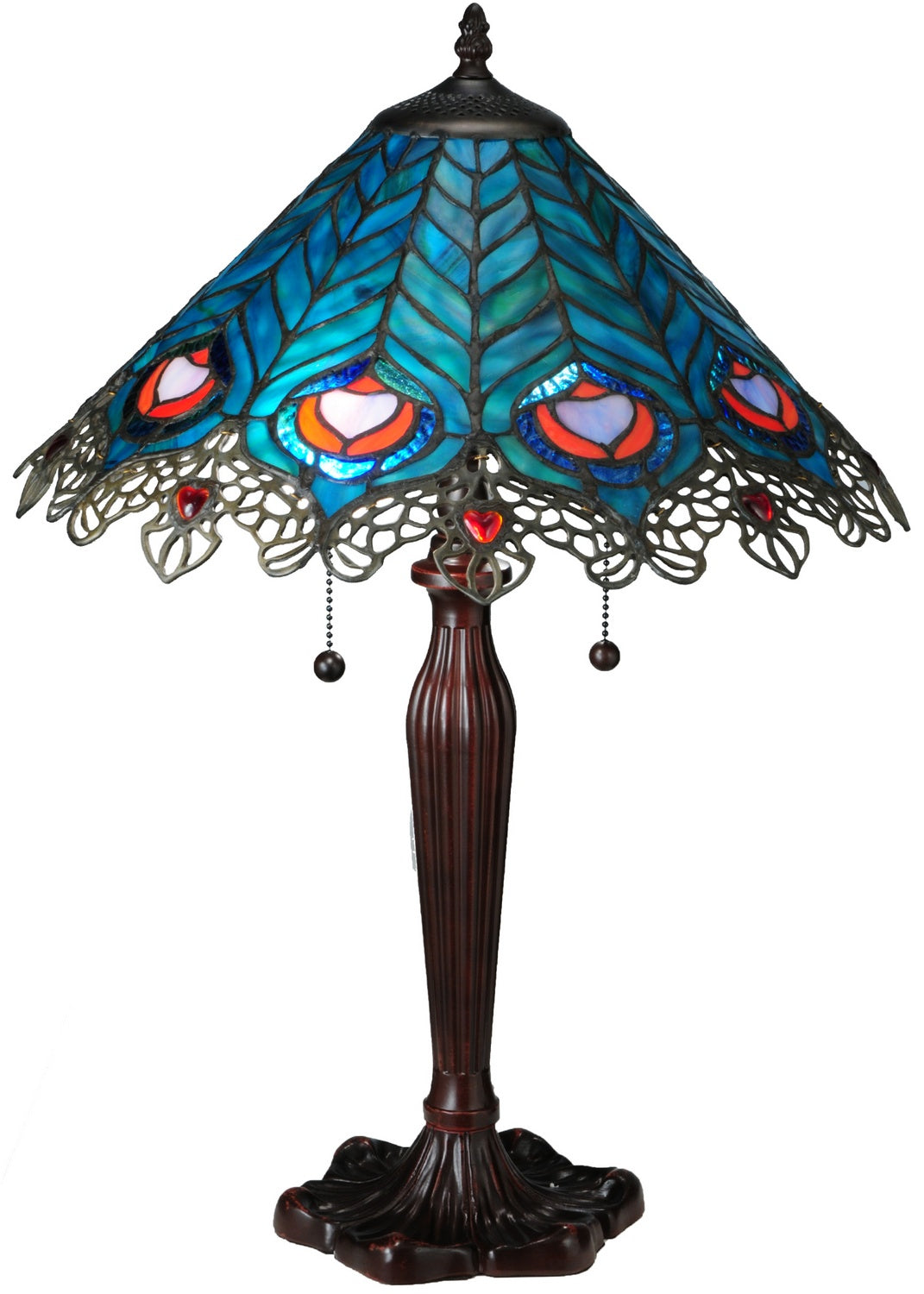 Meyda Tiffany - 138775 - Two Light Table Lamp - Peacock Feather - Mahogany Bronze