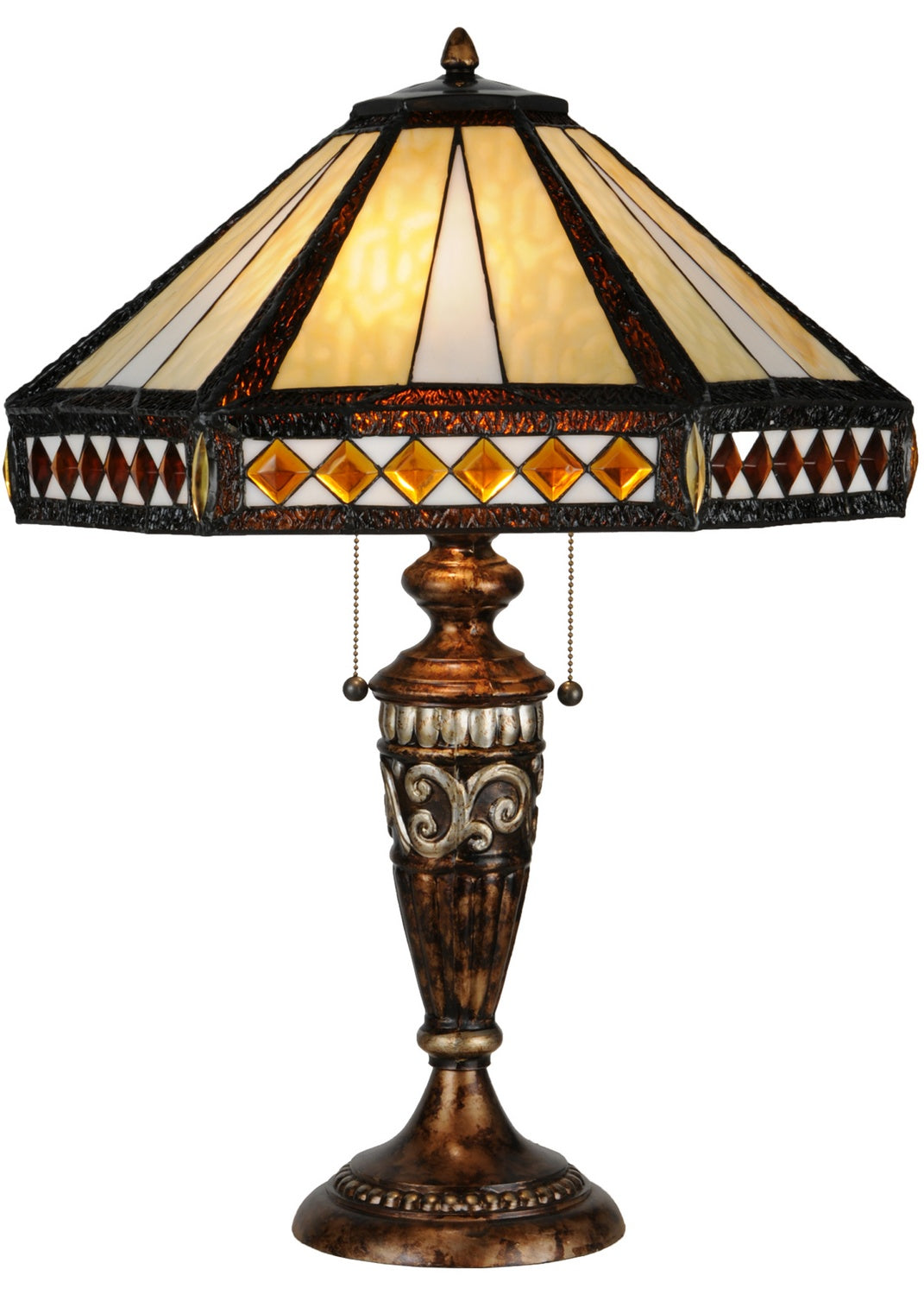 Meyda Tiffany - 139416 - Two Light Table Lamp - Diamond Band Mission - Aged Bronze