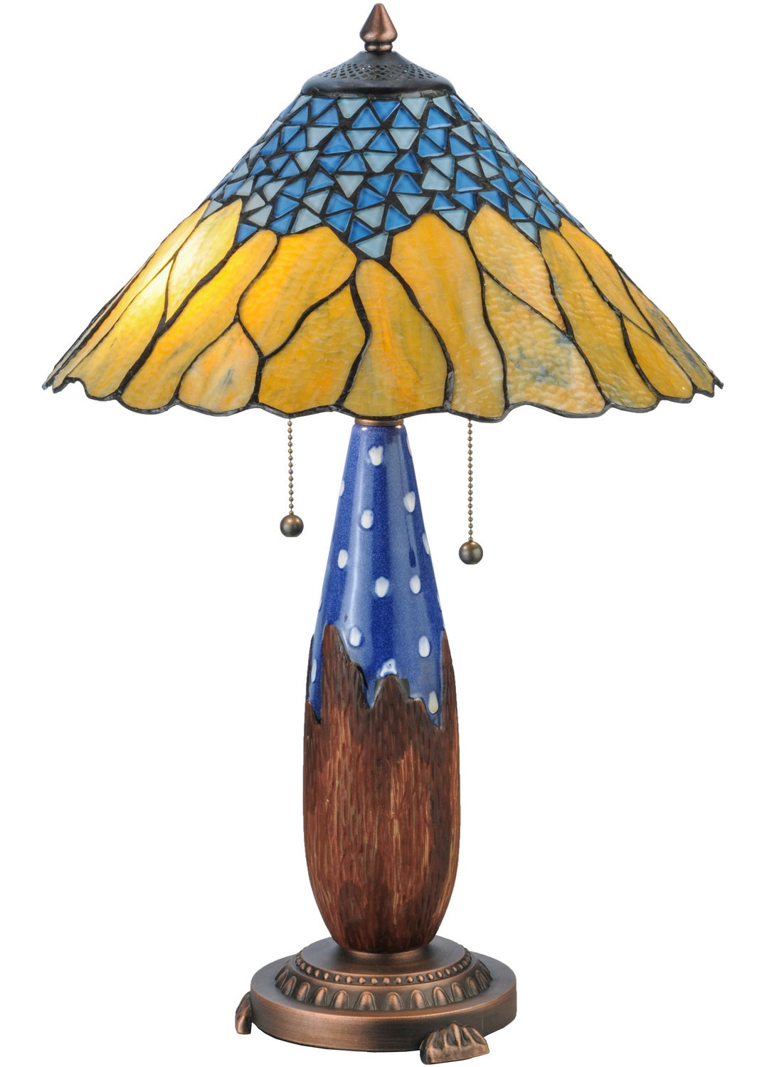 Meyda Tiffany - 139610 - Two Light Table Lamp - Cristal Azul - Mahogany Bronze