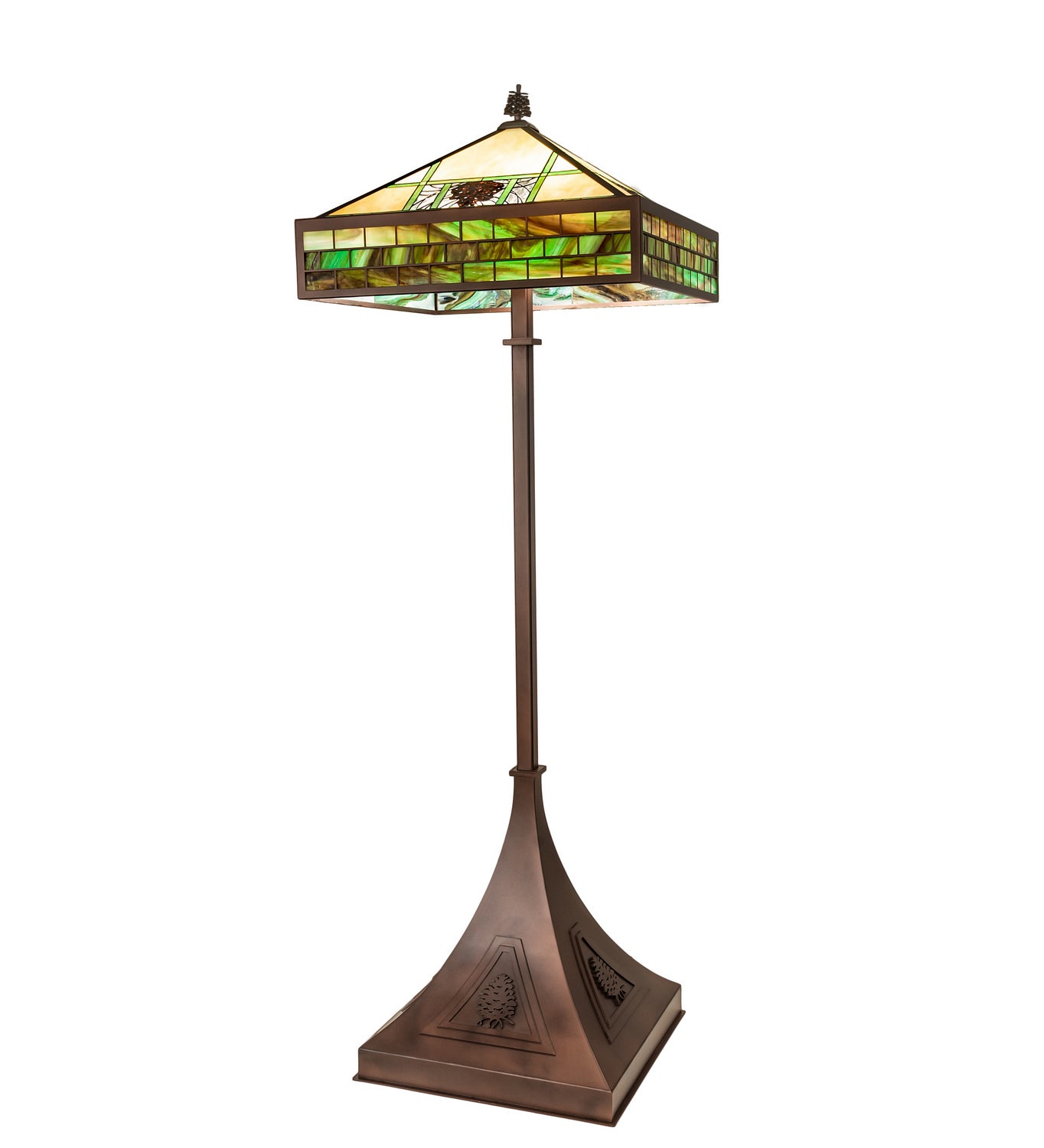 Meyda Tiffany - 139674 - Four Light Floor Lamp - Pinecone Ridge - Mahogany Bronze