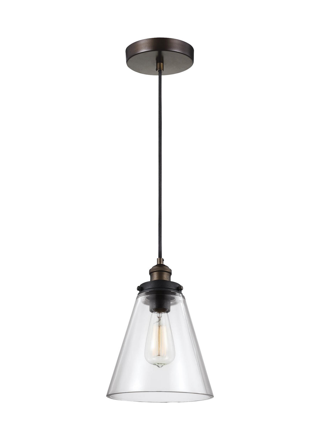 Visual Comfort Studio - P1347PAGB/DWZ - One Light Pendant - Baskin - Painted Aged Brass / Dark Weathered Zinc