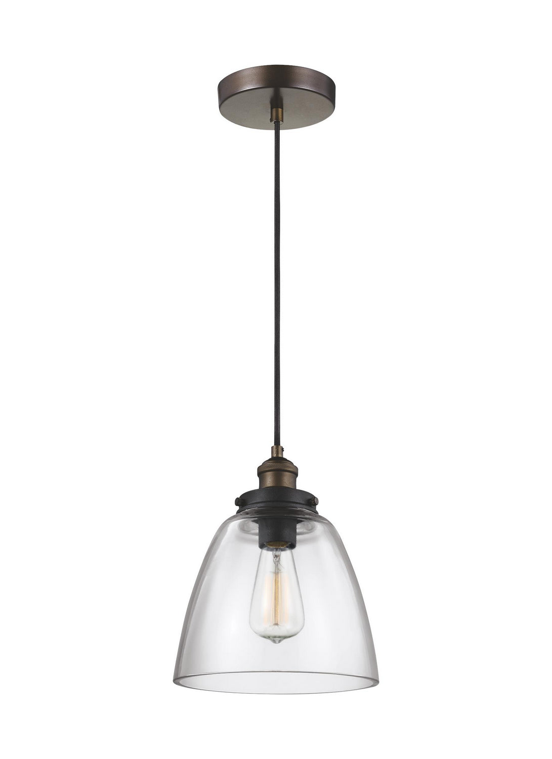 Visual Comfort Studio - P1349PAGB/DWZ - One Light Pendant - Baskin - Painted Aged Brass / Dark Weathered Zinc