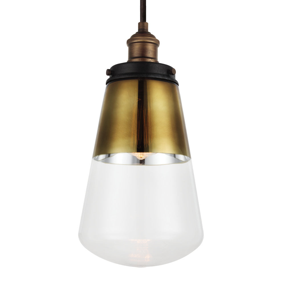 Visual Comfort Studio - P1372PAGB/DWZ - One Light Pendant - Waveform - Painted Aged Brass / Dark Weathered Zinc