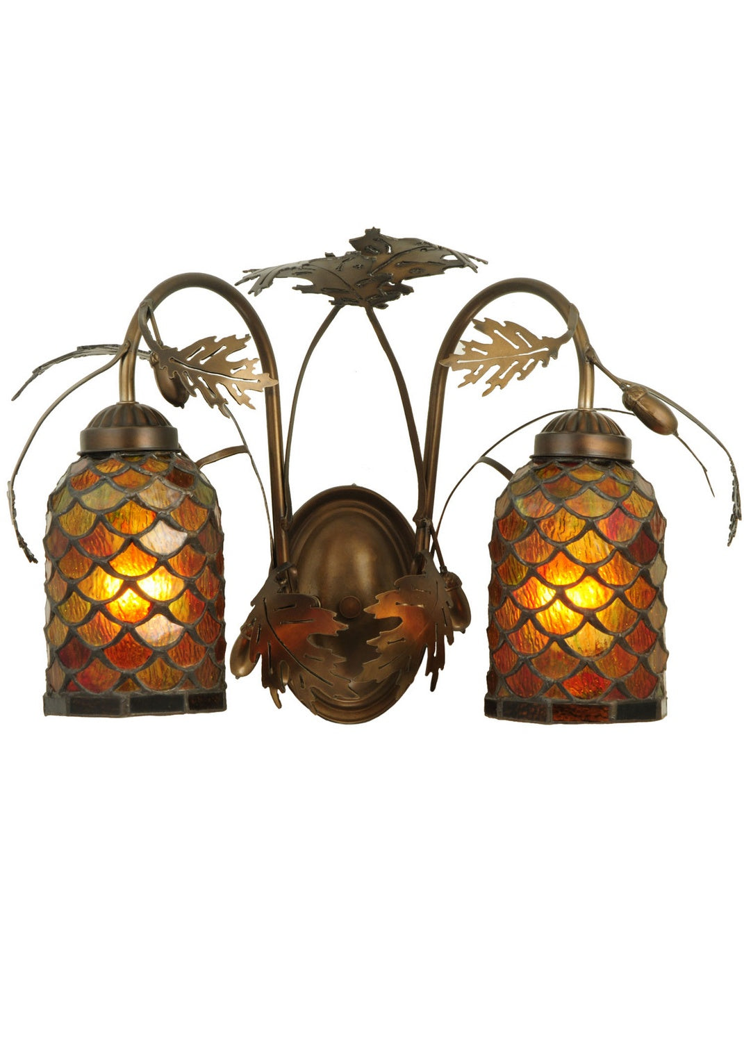 Meyda Tiffany - 141336 - Two Light Wall Sconce - Greenbriar Oak - Antique Copper