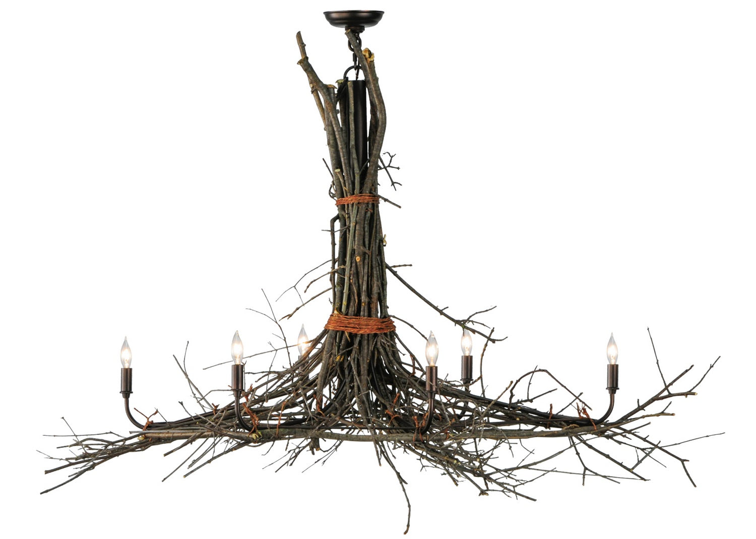 Meyda Tiffany - 141355 - Six Light Chandelier - Twigs - Mahogany Bronze