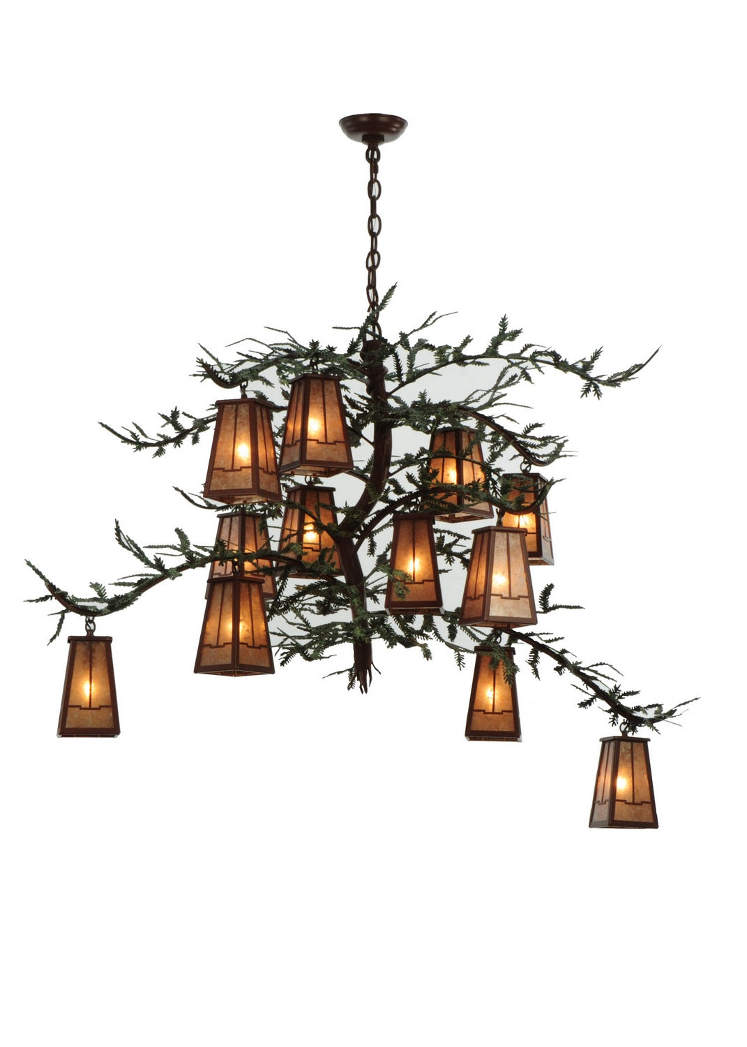 Meyda Tiffany - 141512 - 12 Light Chandelier - Pine Branch - Rust/Green Branches