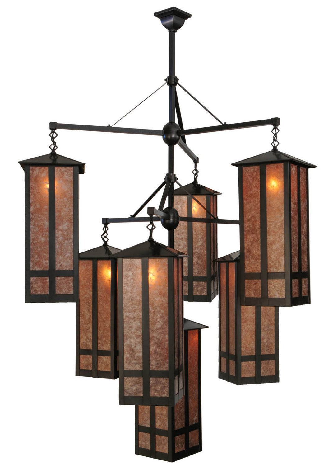 Meyda Tiffany - 142003 - Seven Light Chandelier - Church Street - Craftsman Brown