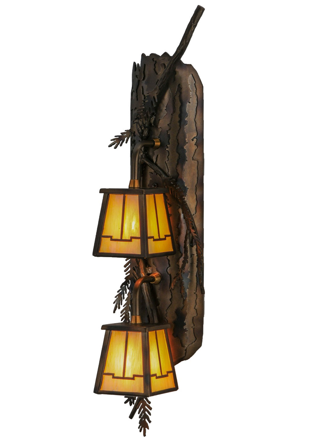 Meyda Tiffany - 143666 - Two Light Wall Sconce - Pine Branch - Dark Burnished Antique Copper