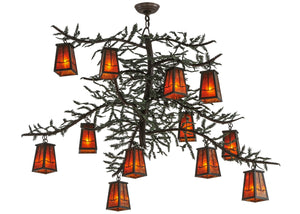 Meyda Tiffany - 143845 - 12 Light Chandelier - Pine Branch - Shades: T-Bronze/Amber Mica