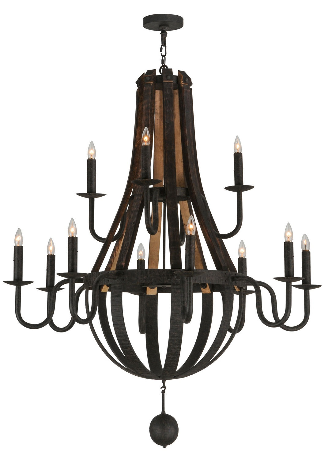 Meyda Tiffany - 143858 - 12 Light Chandelier - Barrel Stave - Coffee Bean