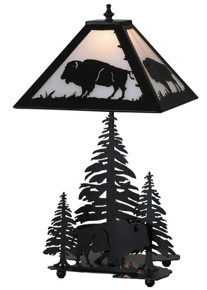 Meyda Tiffany - 144470 - Two Light Table Lamp - Buffalo - Black Metal