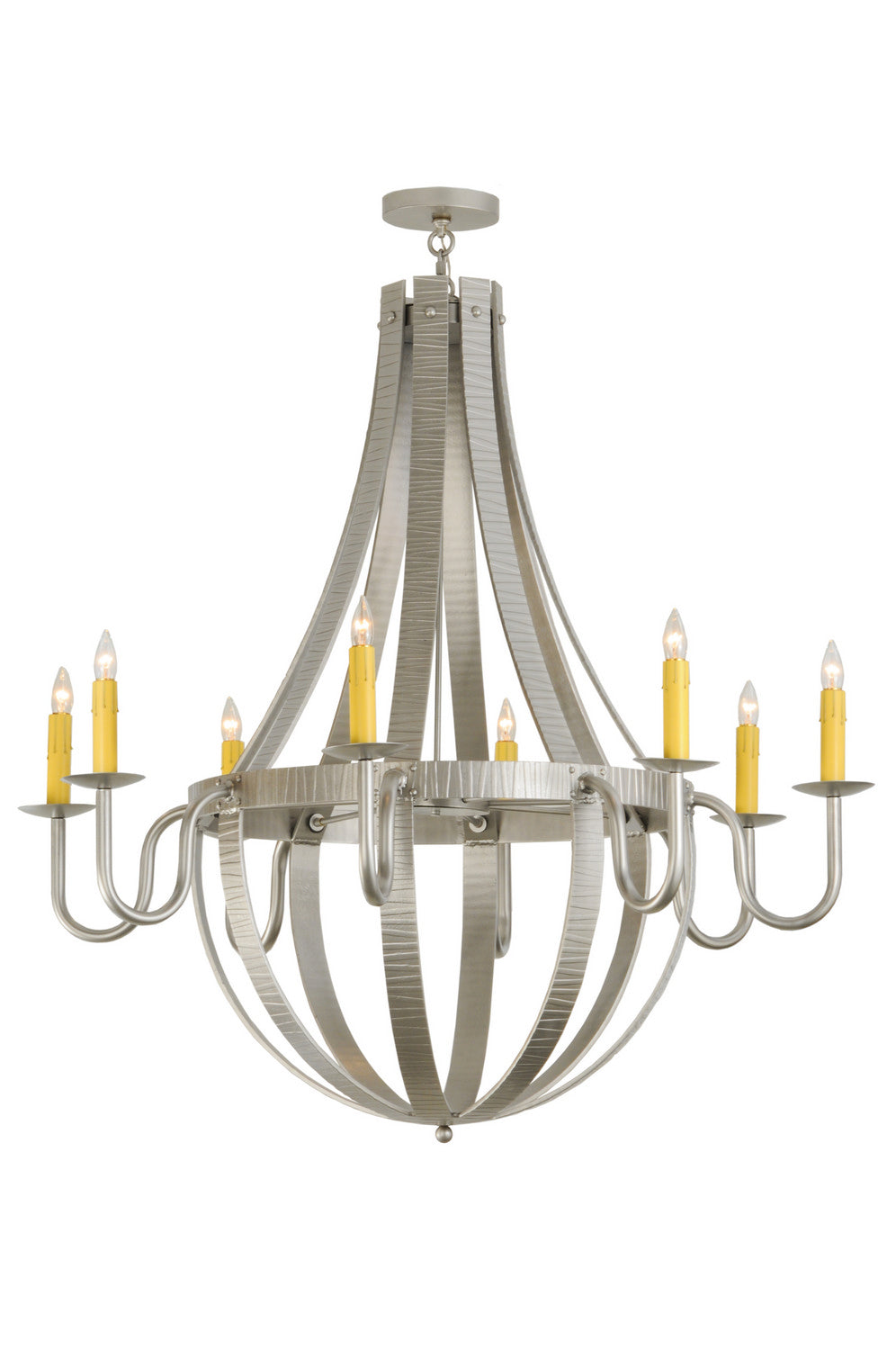 Meyda Tiffany - 145268 - Eight Light Chandelier - Barrel Stave - Nickel Powder Coat